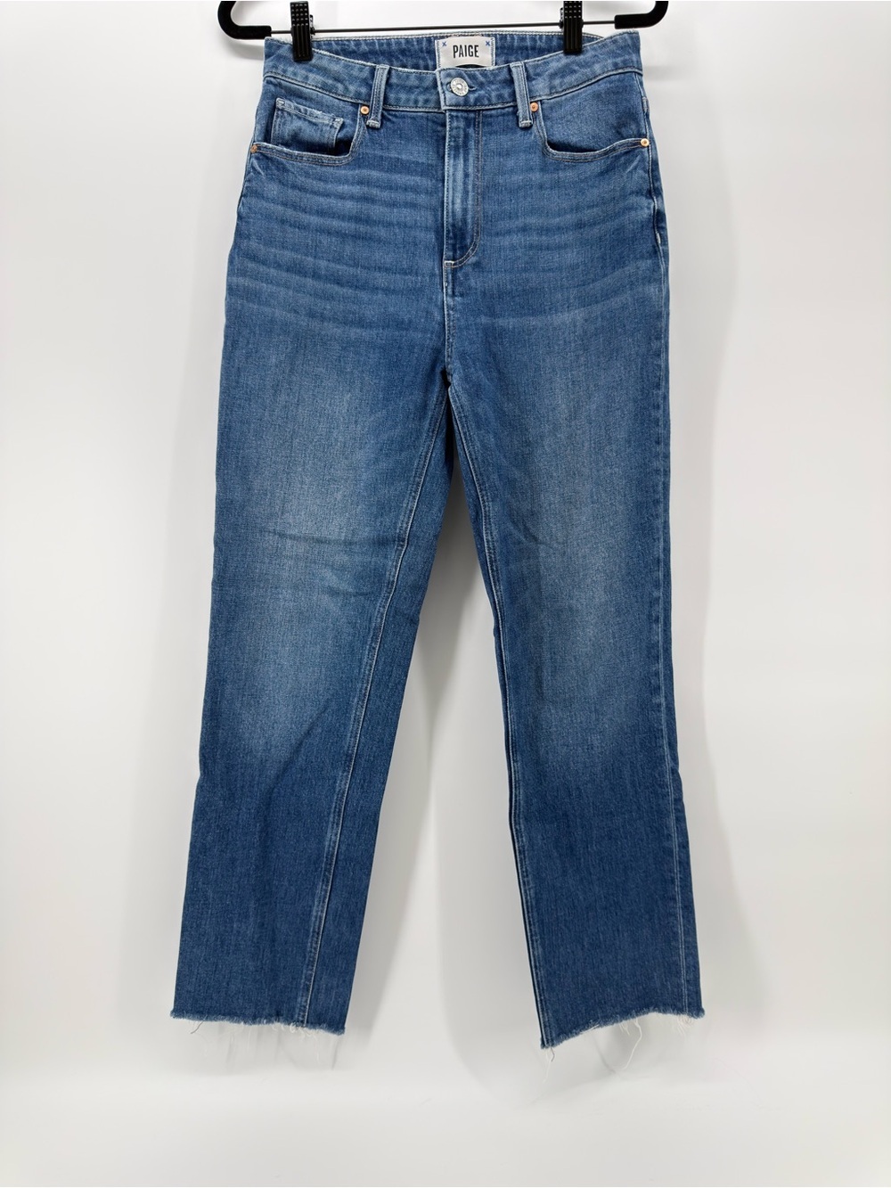 PAIGE Stella Crop Straight Leg Jeans Sz 27 High Rise raw hem